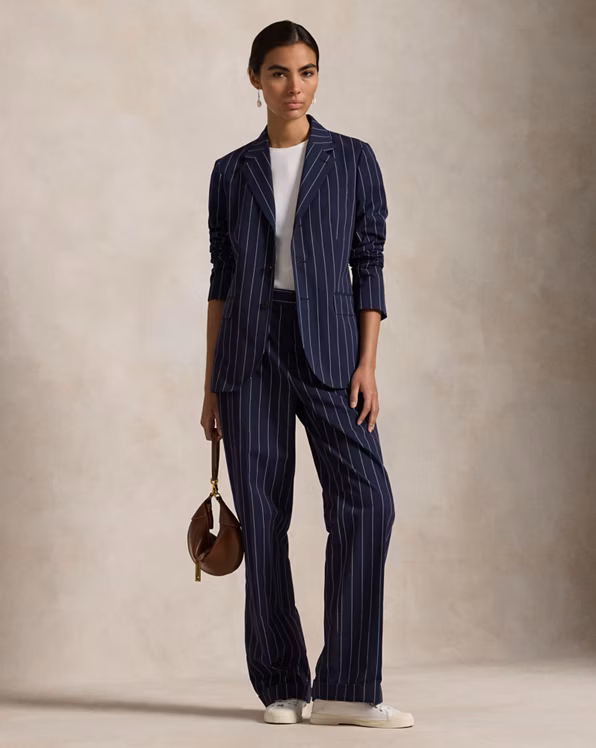 Striped Twill Straight Trouser