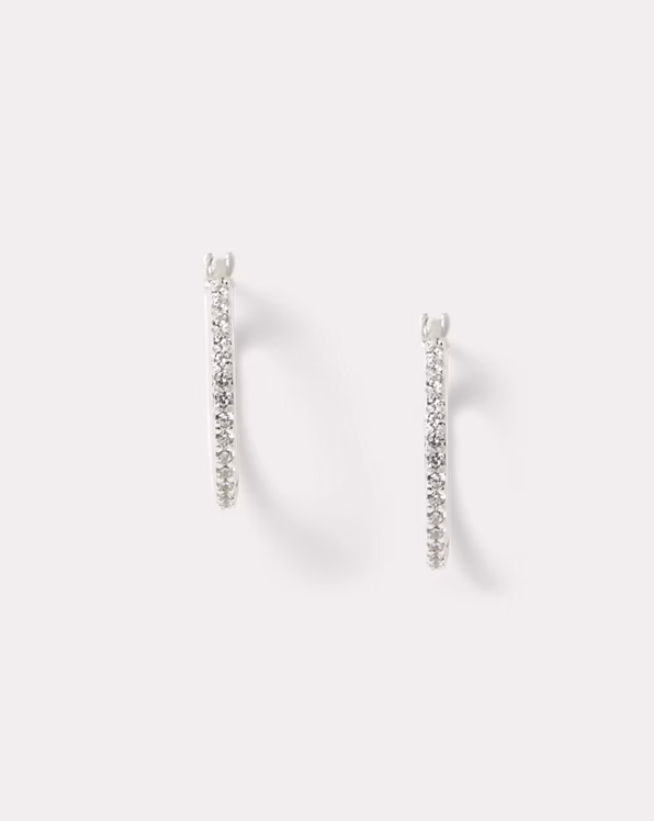 Pavé Sterling Silver Hoop Earrings
