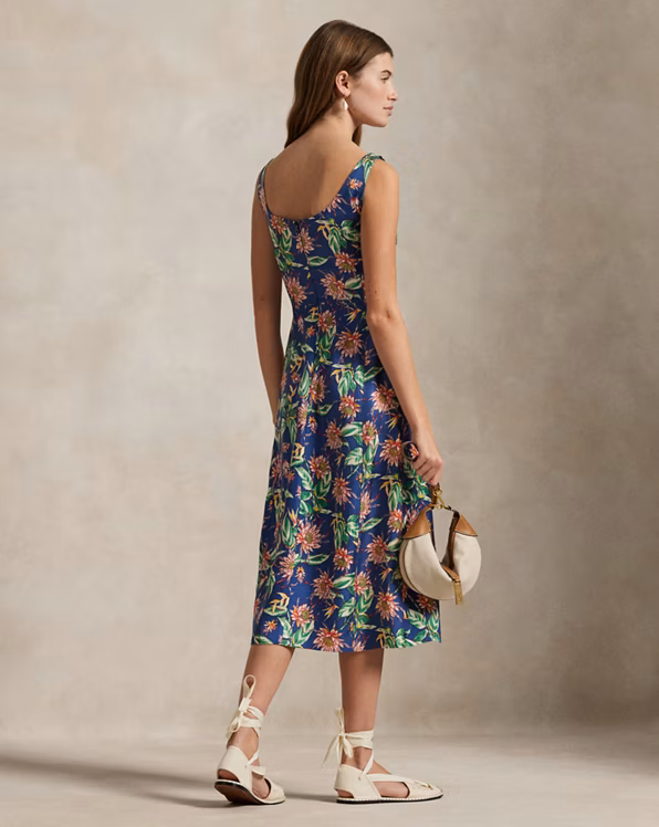 Floral Silk Twill Dress