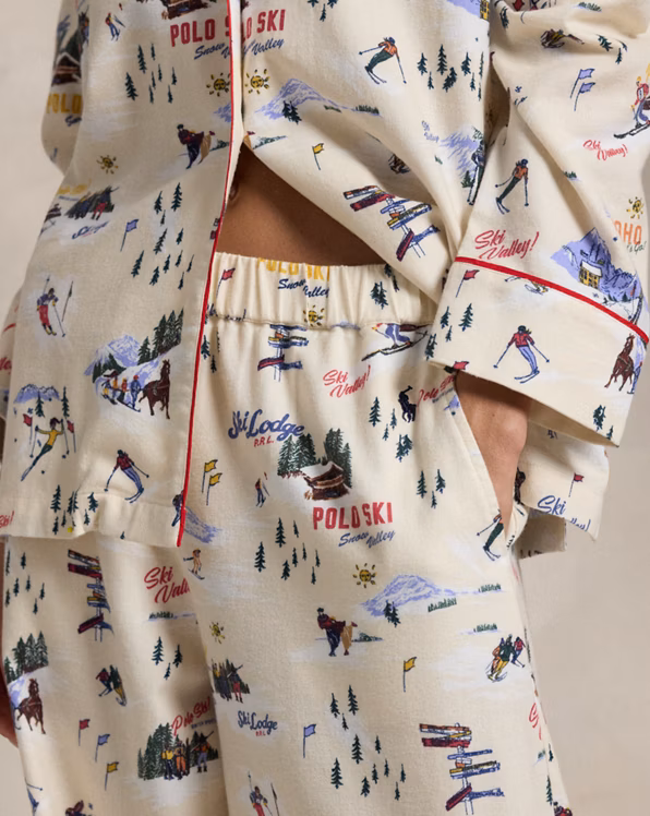 Ski-Motif Cotton Long-Sleeve Pyjama Set