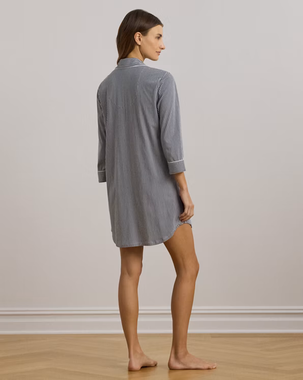 Striped Cotton Jersey Sleep Shirt