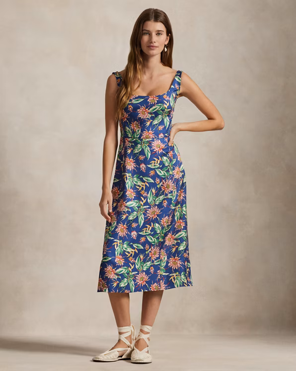 Floral Silk Twill Dress
