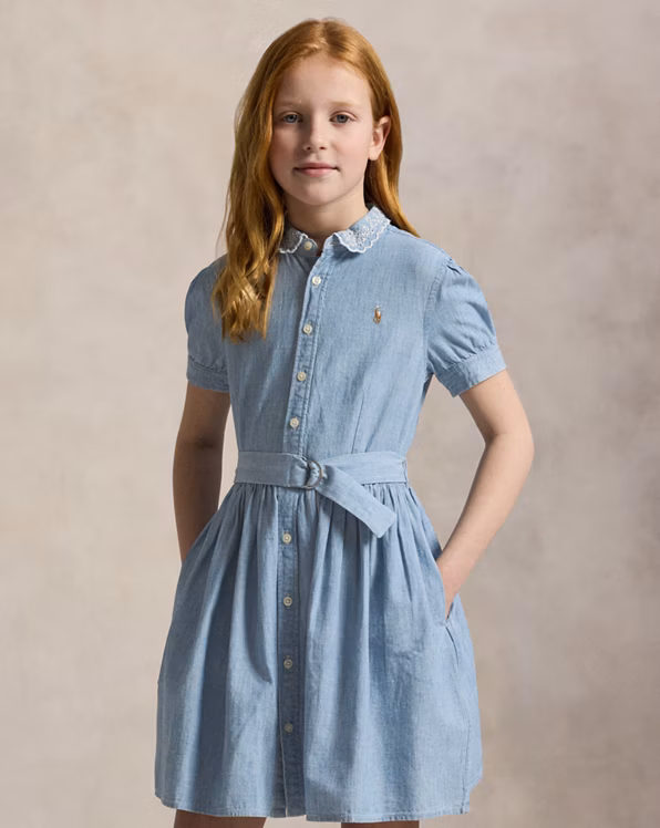 Belted Indigo Chambray Shirtdress