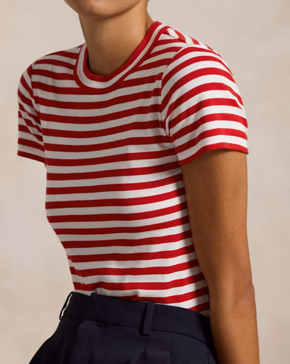 Striped Rib-Knit Cotton Crewneck T-Shirt