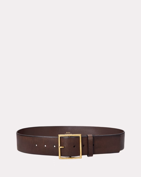 Square-Buckle Leather Belt