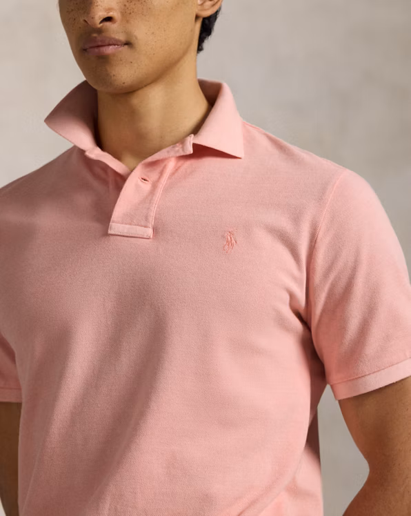 Custom Slim Mineral-Dyed Mesh Polo Shirt