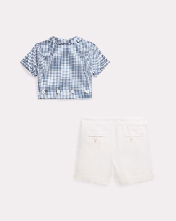 Gingham Cotton Shirt & Linen Short Set