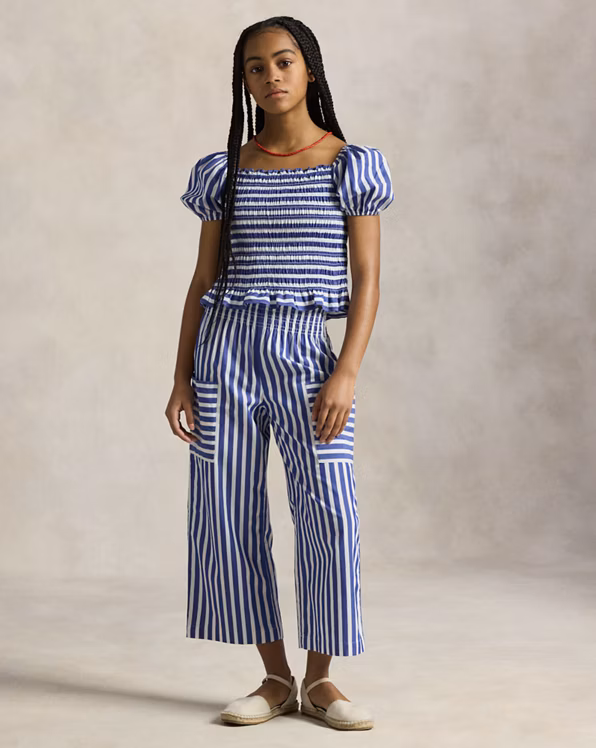 Striped Cotton Top & Cropped Trouser Set