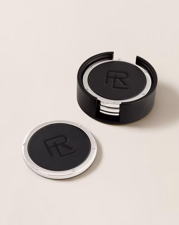 Stacked RL Leather Coaster Set