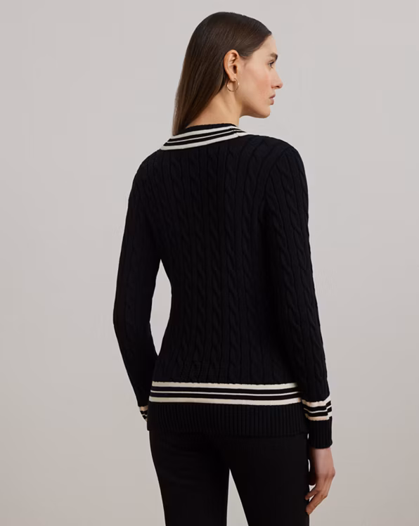 Cable-Knit Cotton Cricket Jumper