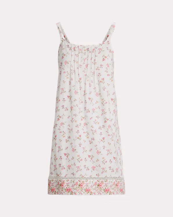Floral Lace-Trim Jersey Nightgown