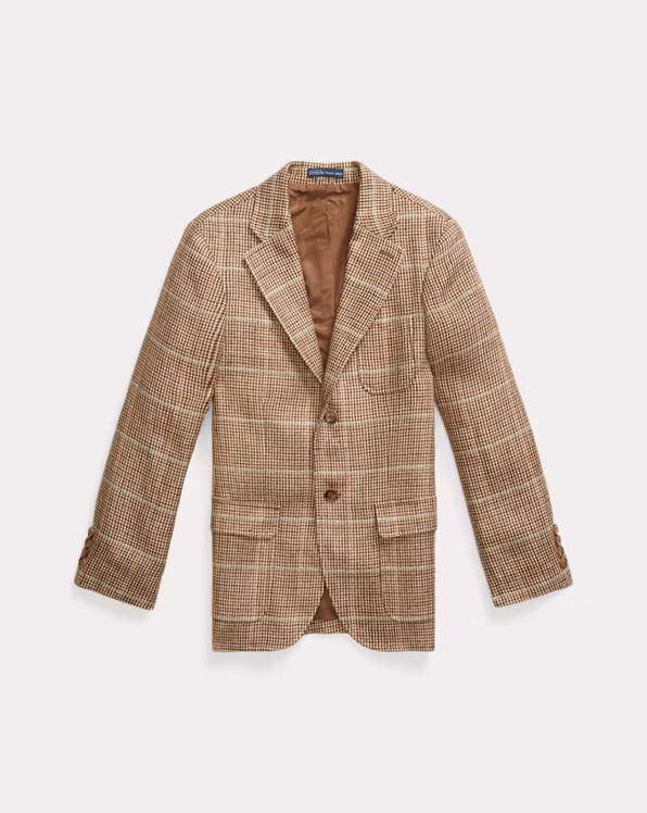 Linen-Silk Herringbone Blazer