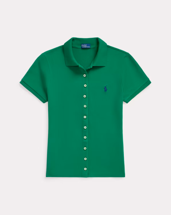 Buttoned-Placket Polo Shirt