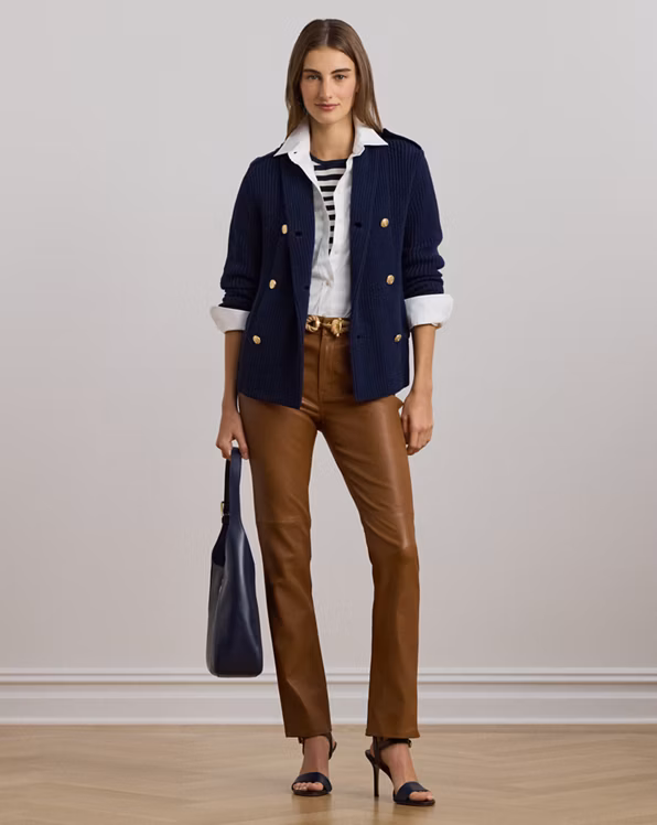 Rib-Knit Double-Breasted Jumper Jacket