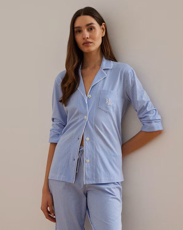 Striped Cotton Jersey Capri Sleep Set