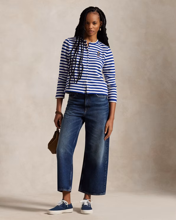 Polo Bear Striped French Terry Cardigan