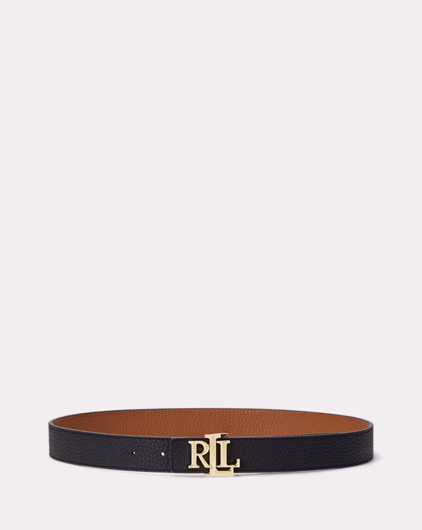 Logo Reversible Pebbled Leather Belt