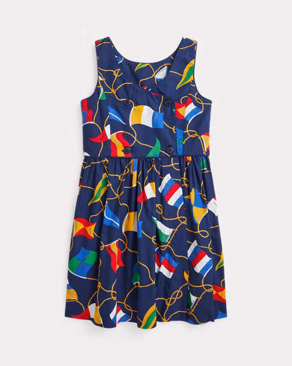 Nautical-Flag Cotton Poplin Dress