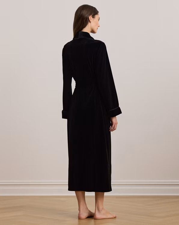 Velvet Long Shawl-Collar Robe