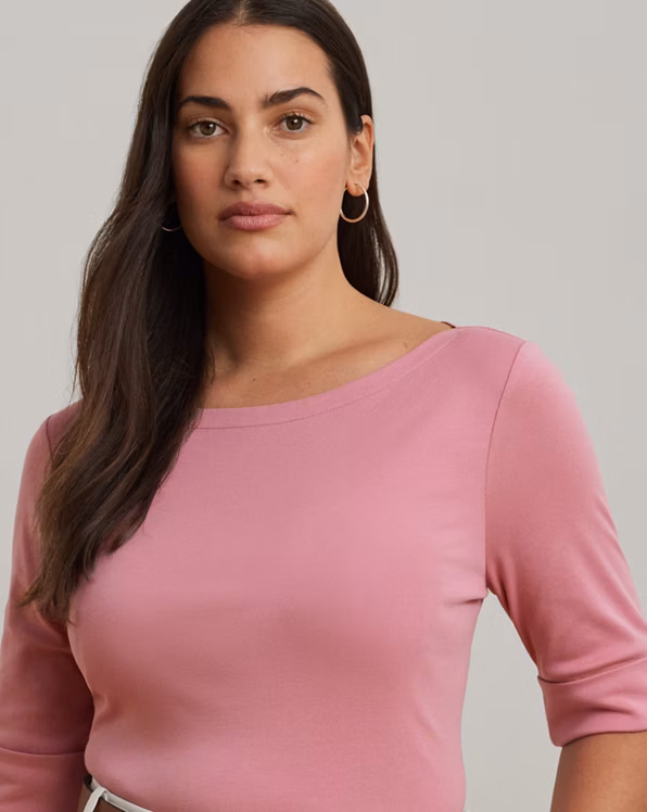 Stretch Cotton Boatneck Top