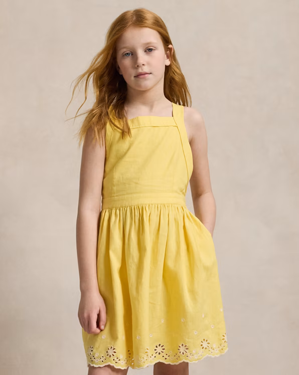 Embroidered Linen-Cotton Dress