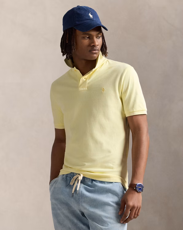 Custom Slim Mineral-Dyed Mesh Polo Shirt