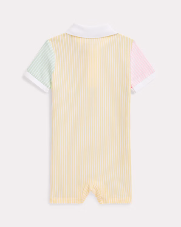 Striped Oxford Mesh Fun Polo Shortall
