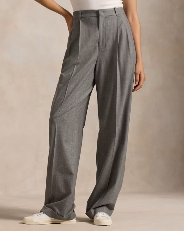 Wool-Blend Flannel Straight-Leg Trouser