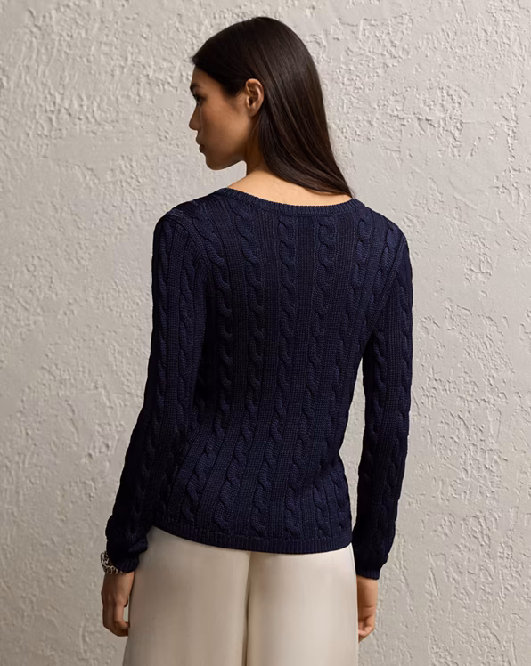 Cable-Knit Silk V-Neck Jumper