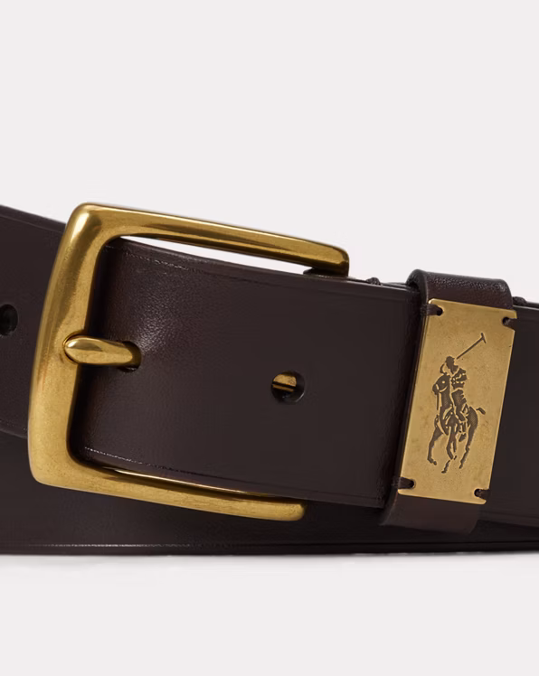 Pony-Plaque Leather Belt