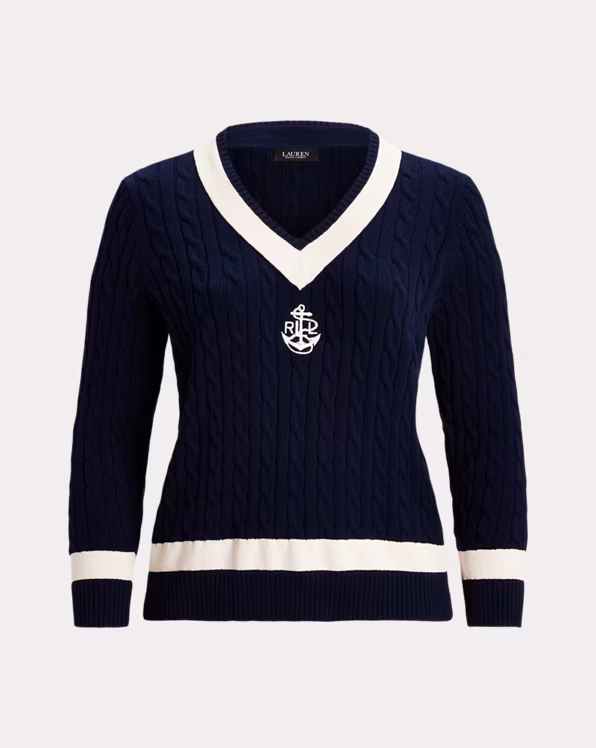 Cable-Knit Cotton Cricket Jumper