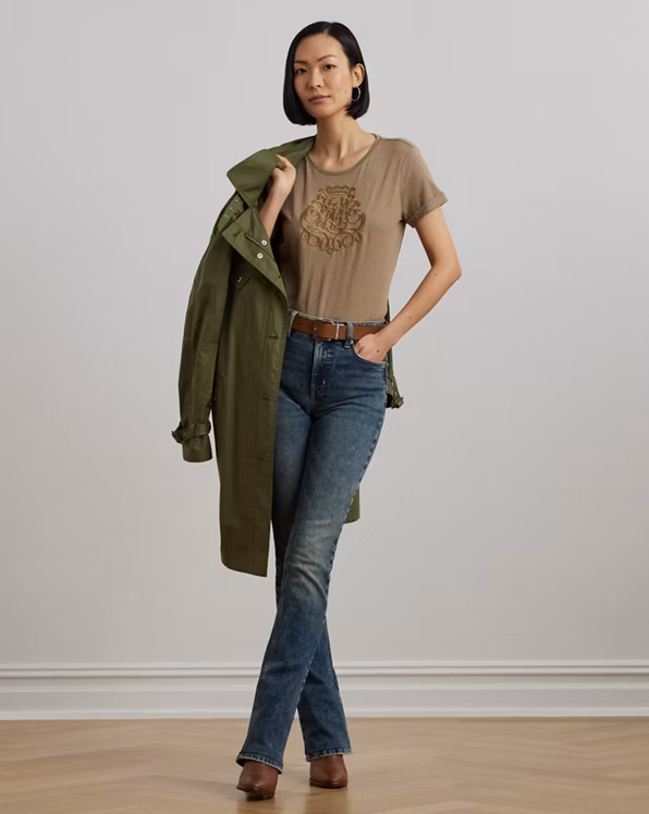 Embroidered-Logo Cotton-Blend Jersey Tee