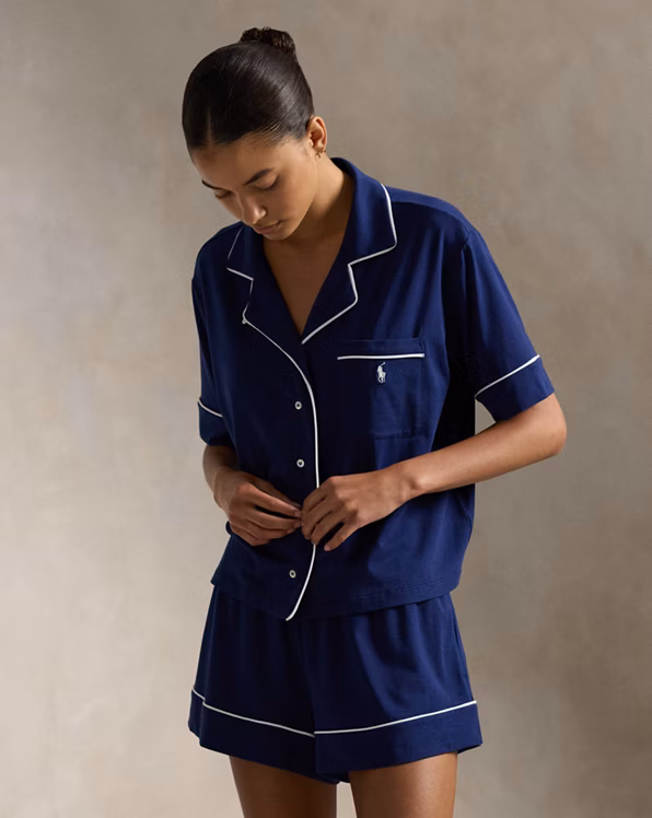 Piped Jersey Short-Sleeve Pyjama Set