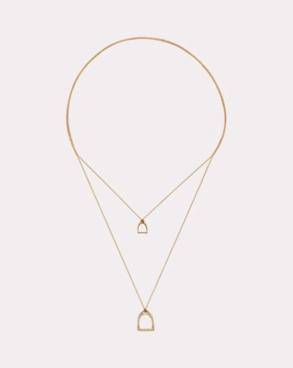 Pave Double-Stirrup Lariat Necklace