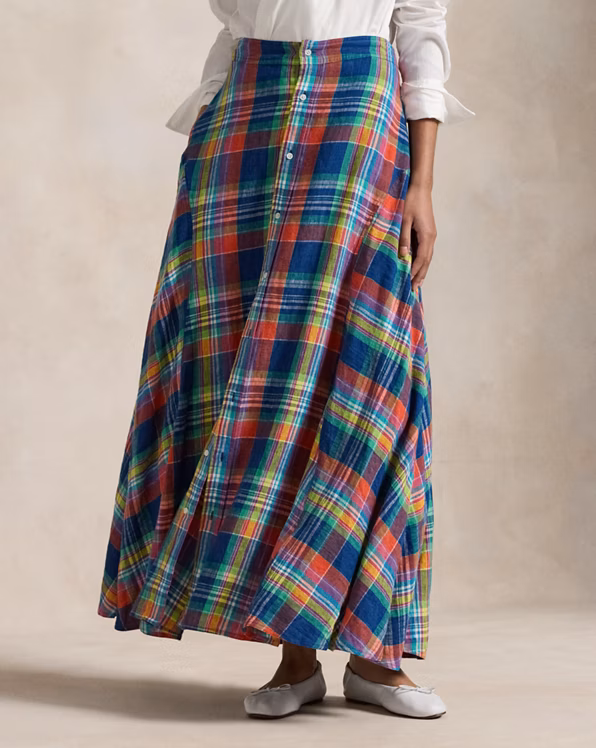 Plaid Linen Maxiskirt