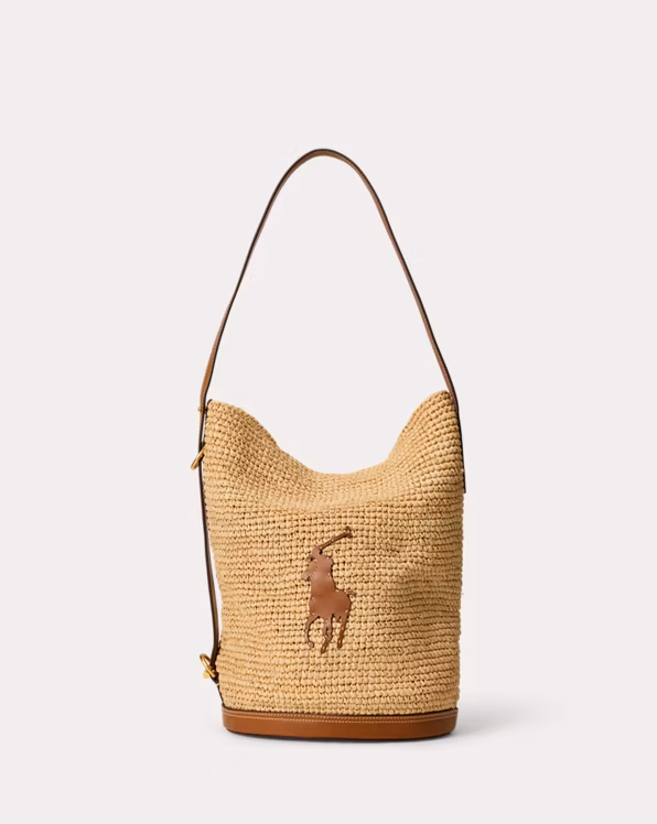 Pony Raffia Bellport Sling Bucket Bag