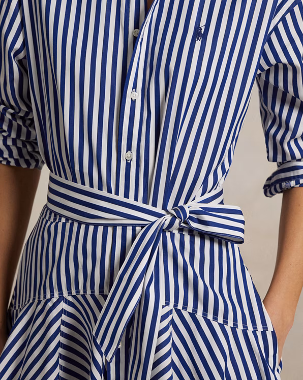 Striped Cotton Panelled Shirtdress