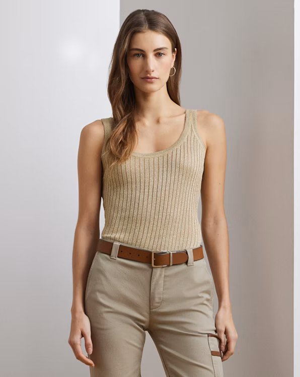 Metallic Rib-Knit Jumper Tank Top