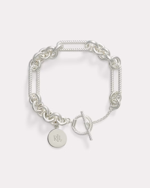 Sterling Silver Logo Charm Flex Bracelet