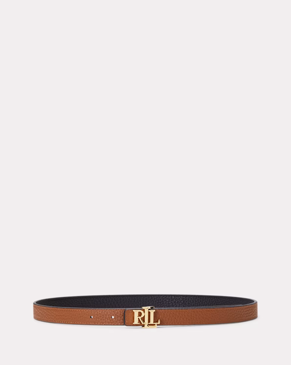 Logo Reversible Leather Skinny Belt