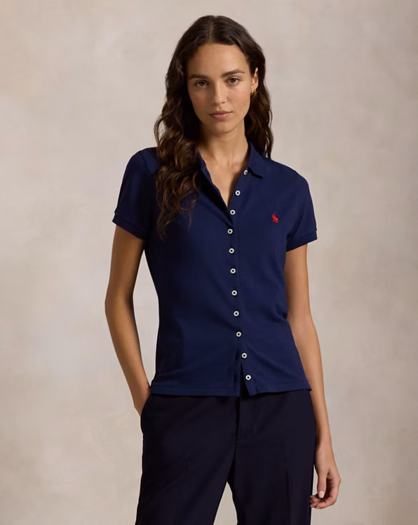 Buttoned-Placket Polo Shirt