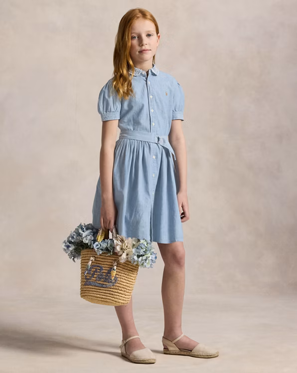 Belted Indigo Chambray Shirtdress