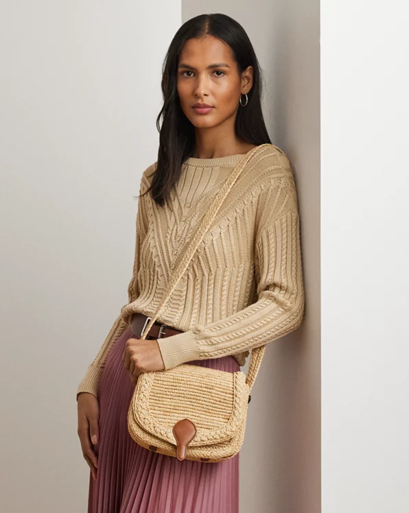 Raffia Medium Colbie Messenger Crossbody