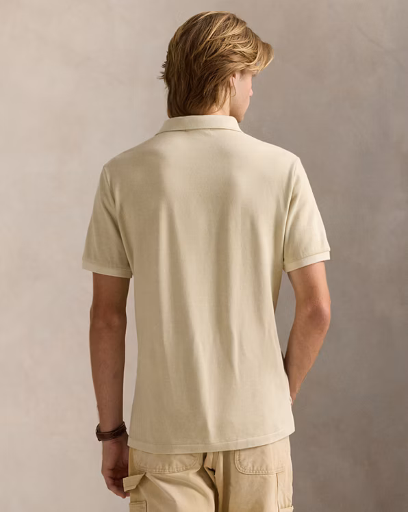 Custom Slim Mineral-Dyed Mesh Polo Shirt