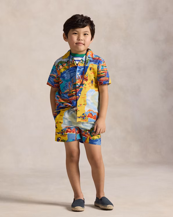 Riviera-Print Cotton Camp Shirt