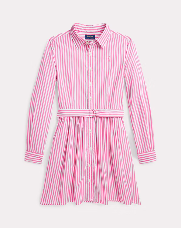 Striped Belted Cotton Poplin Shirtdress
