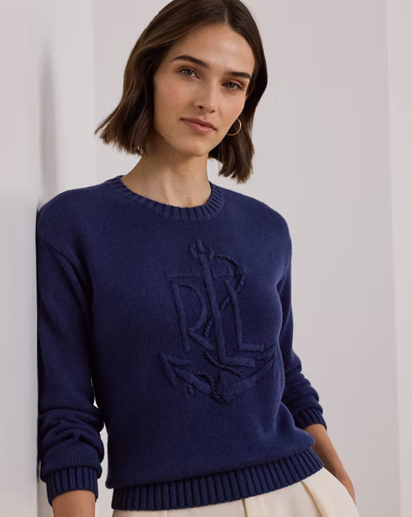 Anchor-Logo Combed Cotton Jumper