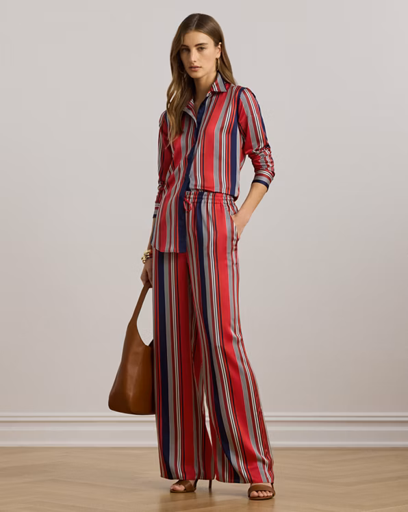 Classic Fit Striped Charmeuse Shirt