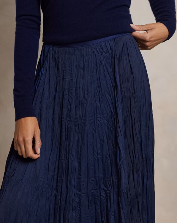 Crinkled Satin A-Line Skirt