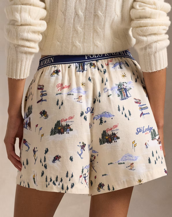 Ski-Motif Cotton Boxer